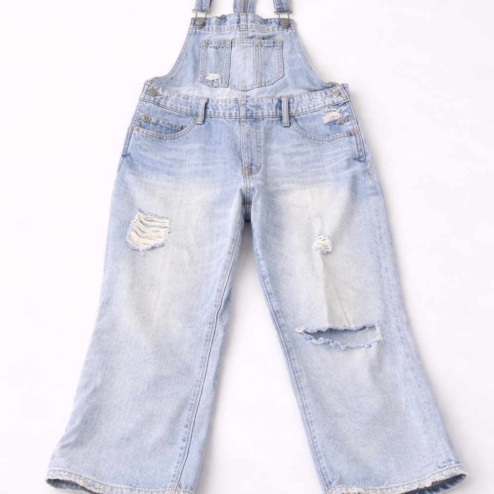 Lucky Brand The Boyfriend Distressed Denim Overalls S